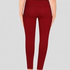 Stretch Garments Red Adults Athletic Fit Leggings With Pockets