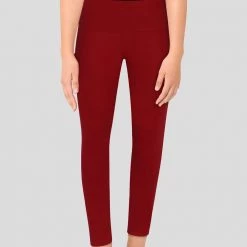 Stretch Garments Red Adults Athletic Fit Leggings With Pockets