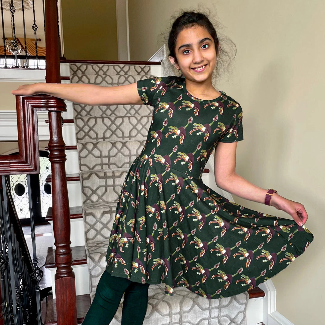 Brothers Knit Garments Velociraptor Kids Twirl Dress Matching Family Sets 2 Brothers Knit Garments Velociraptor Kids Twirl Dress Matching Family Sets