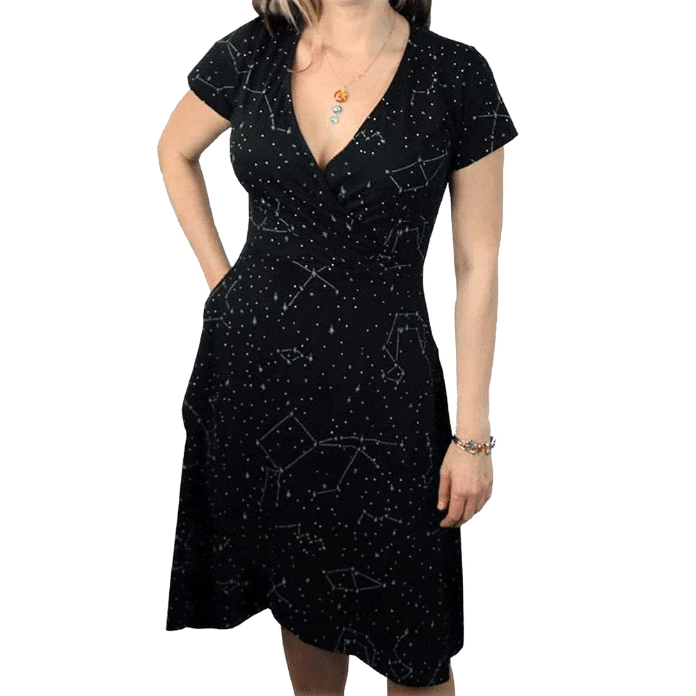 Brothers Knit Garments Constellations Glow-in-the-dark Faux Wrap Grace Dress 2 Brothers Knit Garments Constellations Glow-in-the-dark Faux Wrap Grace Dress